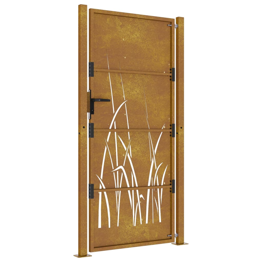 Cancello da Giardino 105x180 cm in Acciaio Corten Design Erba 153176