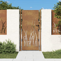 Cancello da Giardino 105x180 cm in Acciaio Corten Design Erba 153176