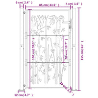 Cancello Giardino Antracite 105x155 cm in Acciaio Design Bambù 153181