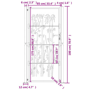 Cancello Giardino Antracite 105x180 cm in Acciaio Design Bambù 153182