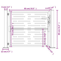 Cancello Giardino Antracite 105x80cm in Acciaio Design Quadrato 153190