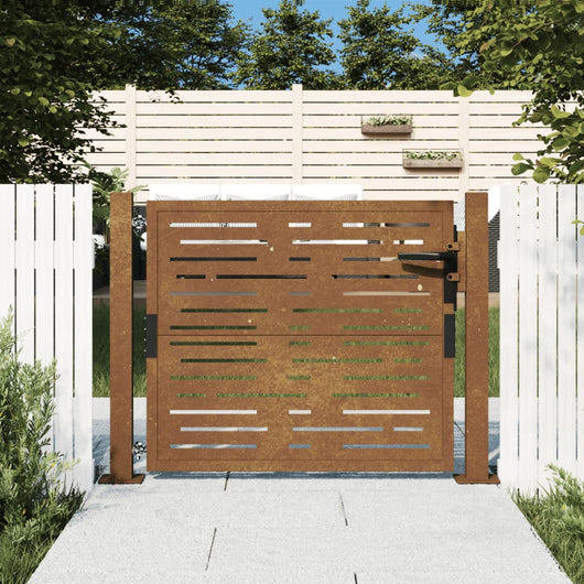 Cancello da Giardino 105x80m in Acciaio Corten Design Quadrato 153196