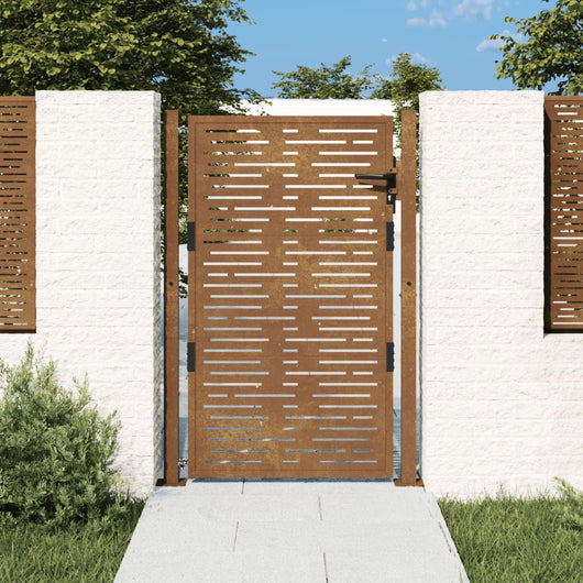 Cancello da Giardino 105x130 cm Acciaio Corten Design Quadrato 153198