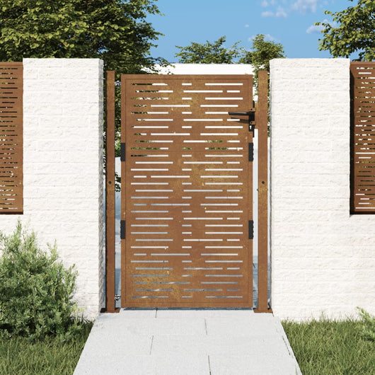 Cancello da Giardino105x155 cm Acciaio Corten Design Quadrato 153199