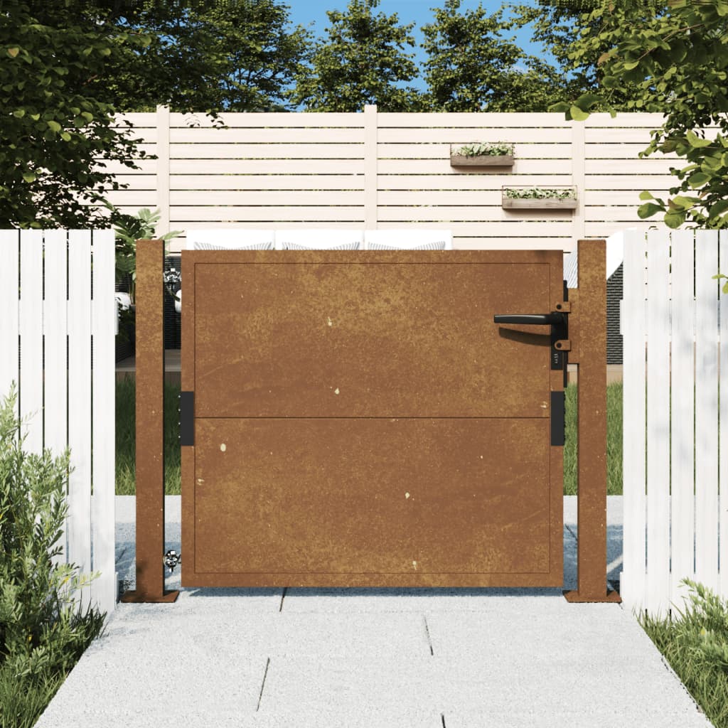 Cancello da Giardino 105x80 cm in Acciaio Corten 153202