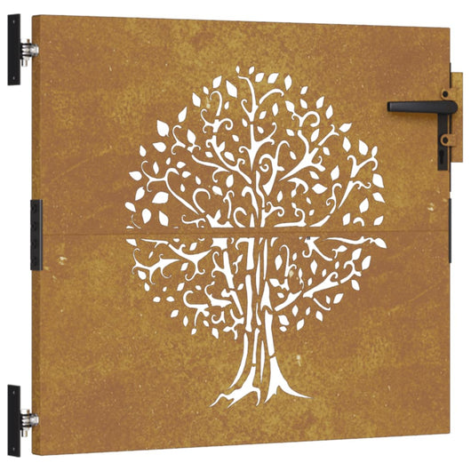 Cancello da Giardino 85x75 cm in Acciaio Corten Design Albero 153208