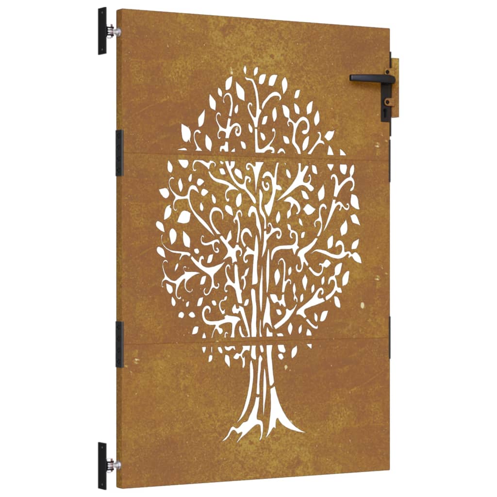 Cancello da Giardino 85x125 cm in Acciaio Corten Design Albero 153210