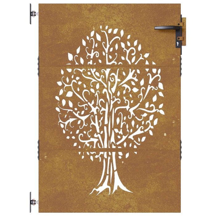 Cancello da Giardino 85x125 cm in Acciaio Corten Design Albero 153210