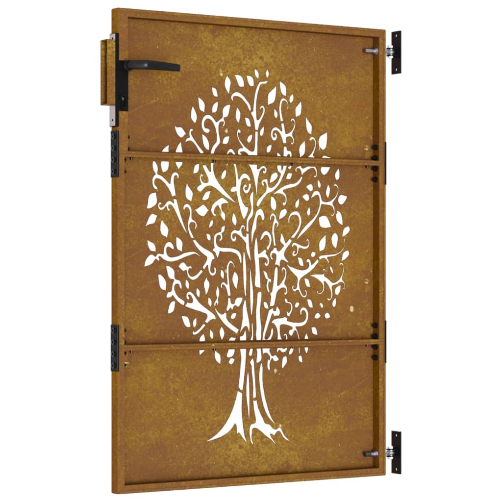 Cancello da Giardino 85x125 cm in Acciaio Corten Design Albero 153210