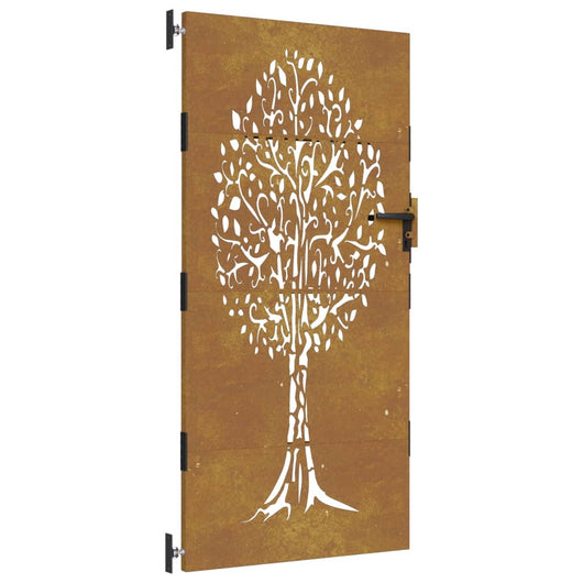 Cancello da Giardino 85x175 cm in Acciaio Corten Design Albero 153212