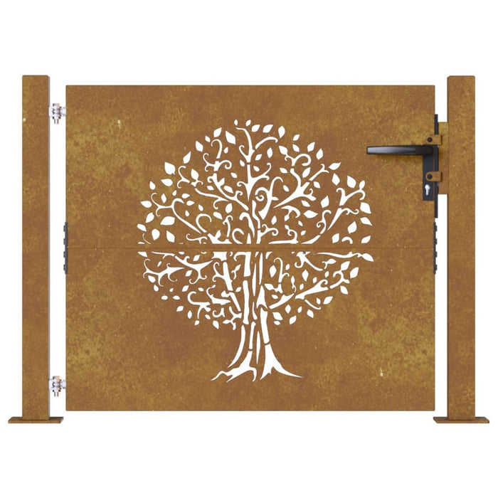 Cancello da Giardino 105x80 cm in Acciaio Corten Design Albero 153214