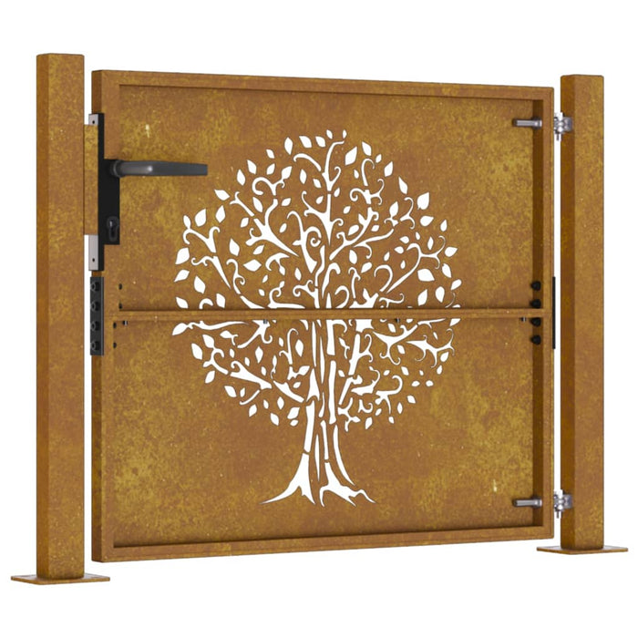 Cancello da Giardino 105x80 cm in Acciaio Corten Design Albero 153214