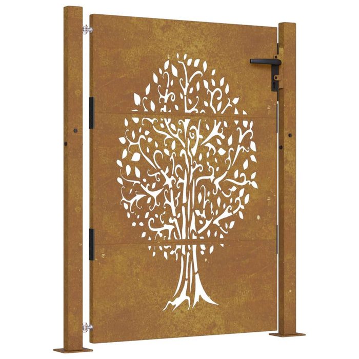 Cancello da Giardino 105x155 cm in Acciaio Corten Design Albero 153217