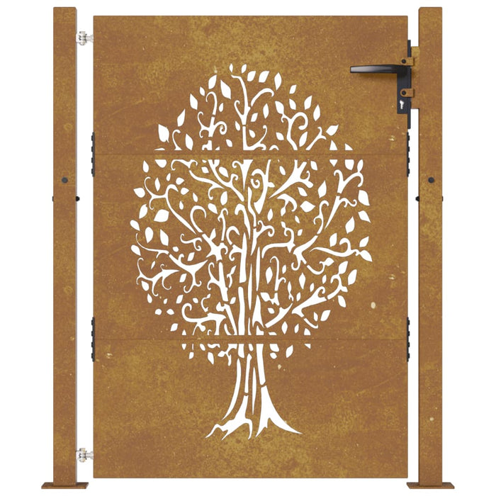 Cancello da Giardino 105x155 cm in Acciaio Corten Design Albero 153217