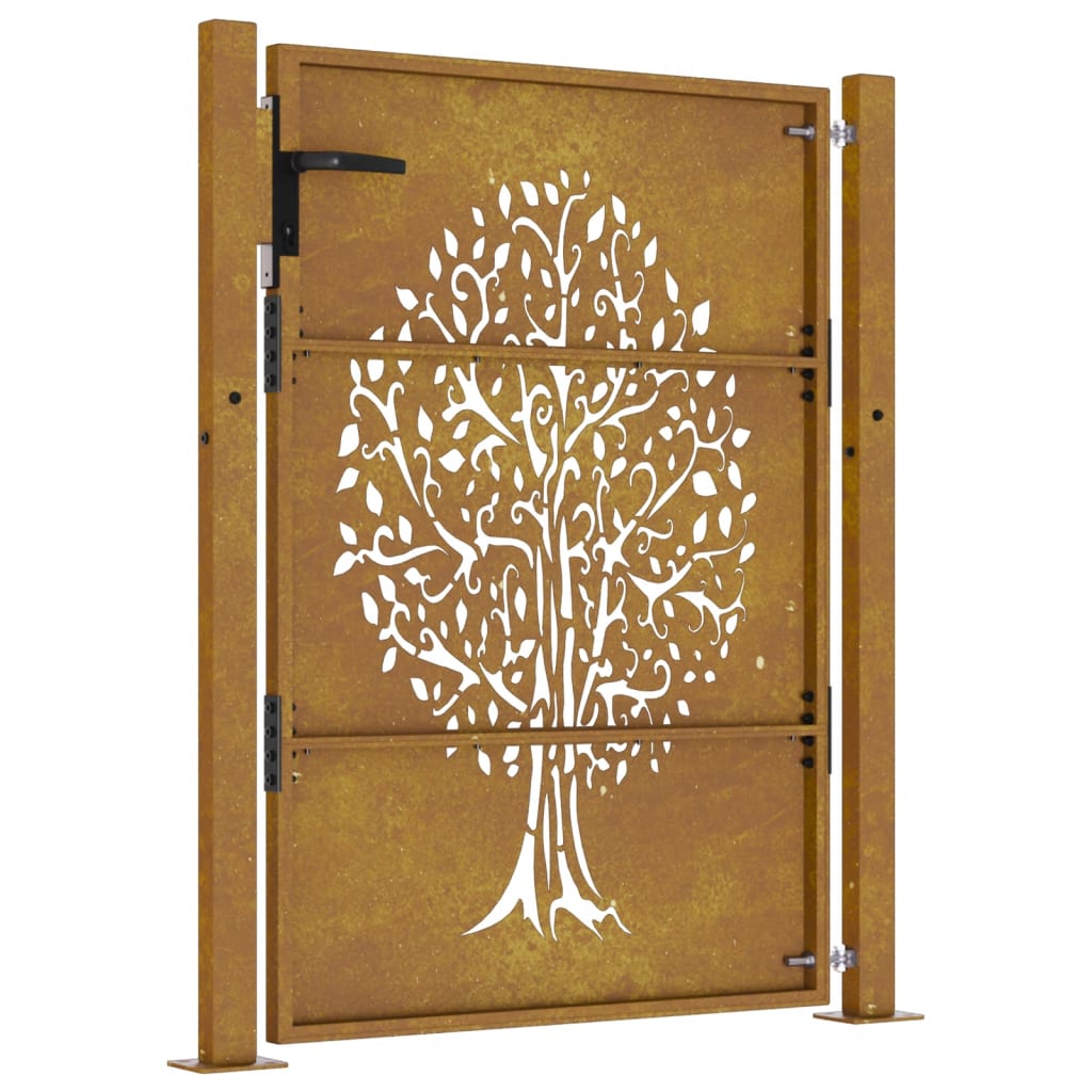 Cancello da Giardino 105x155 cm in Acciaio Corten Design Albero 153217