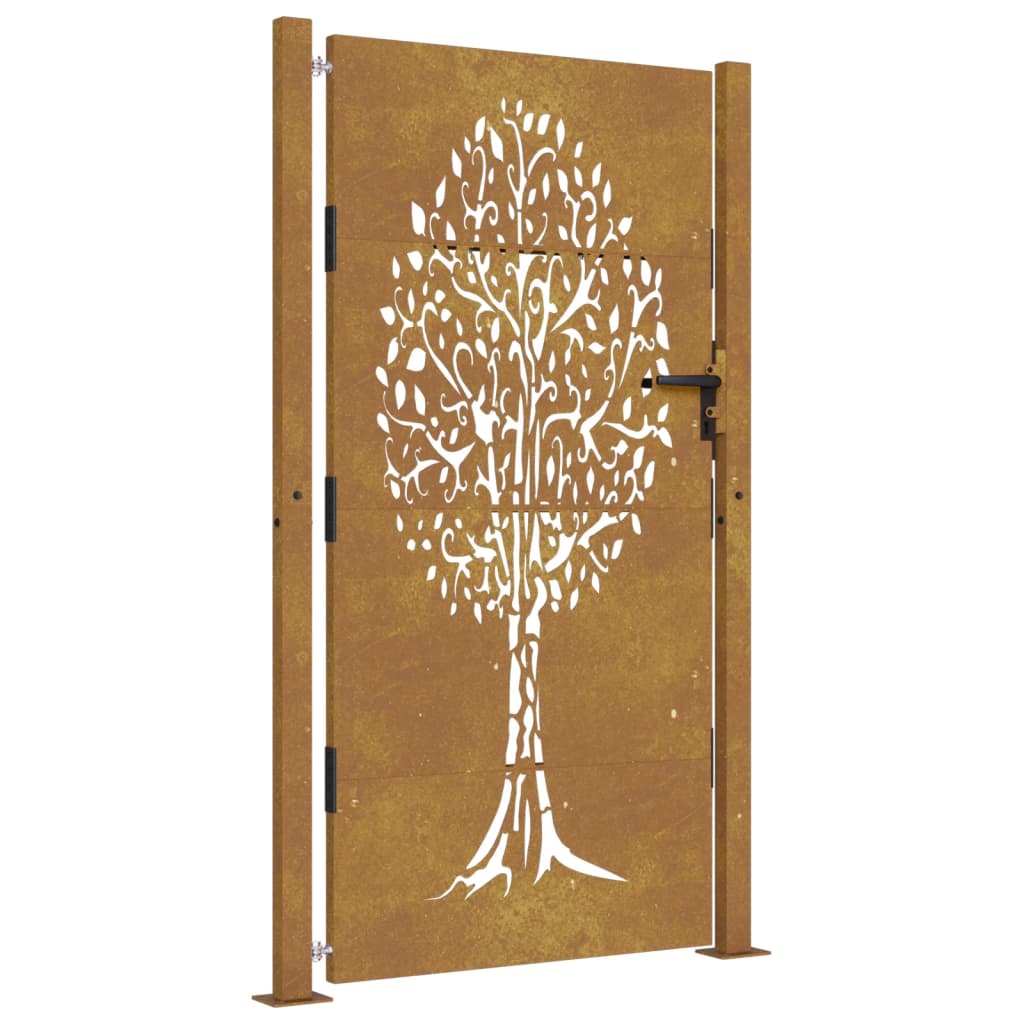 Cancello da Giardino 105x180 cm in Acciaio Corten Design Albero 153218