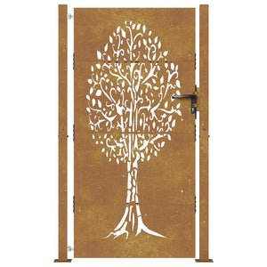 Cancello da Giardino 105x180 cm in Acciaio Corten Design Albero 153218