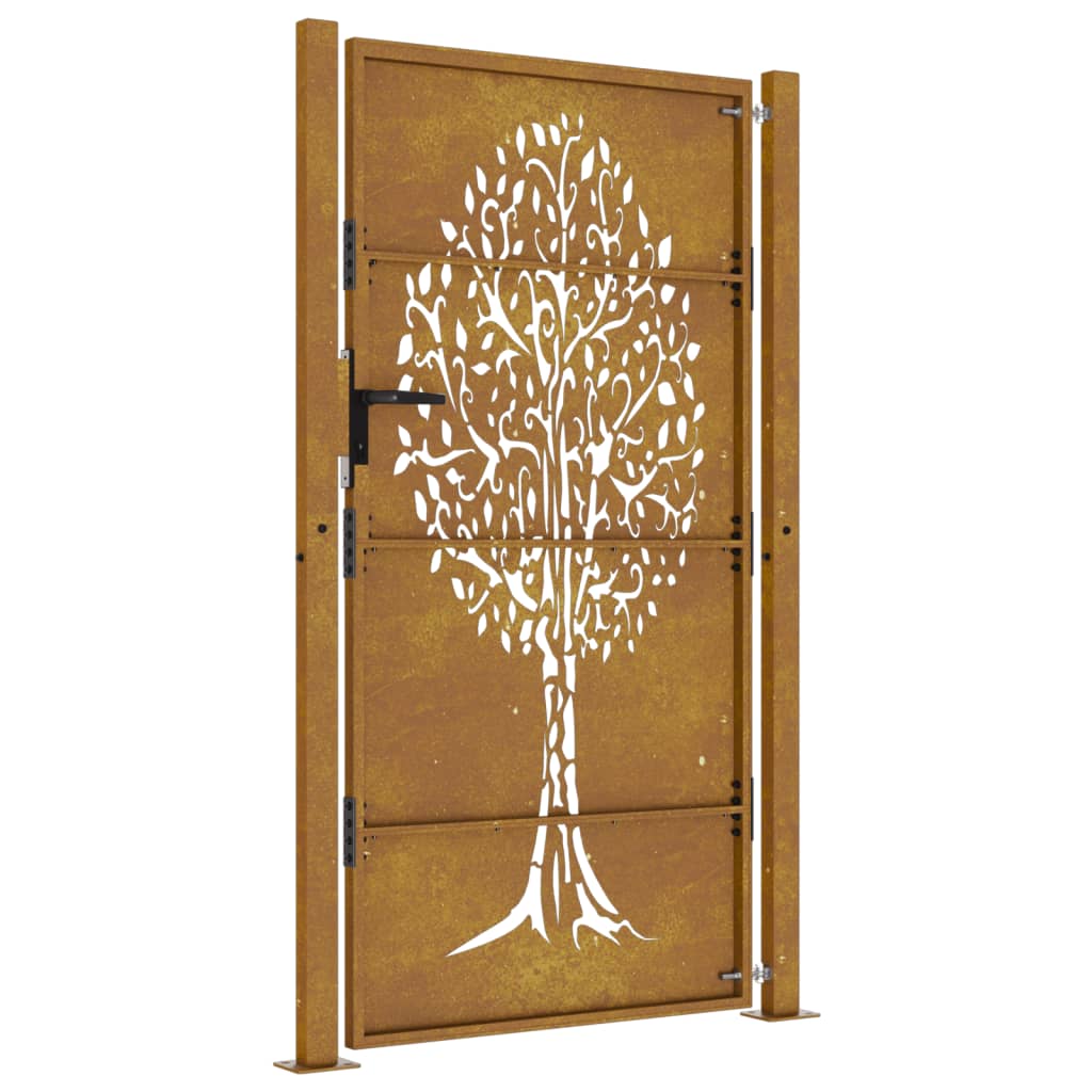 Cancello da Giardino 105x180 cm in Acciaio Corten Design Albero 153218