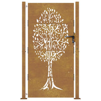 Cancello da Giardino 105x205 cm in Acciaio Corten Design Albero 153219