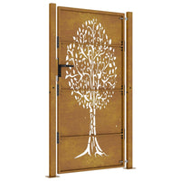 Cancello da Giardino 105x205 cm in Acciaio Corten Design Albero 153219