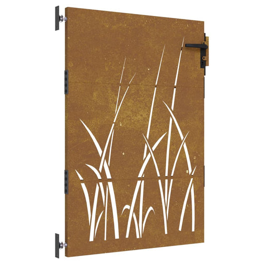 Cancello da Giardino 85x150 cm in Acciaio Corten Design Erba 153223