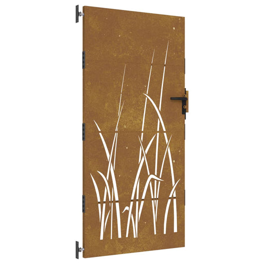 Cancello da Giardino 85x175 cm in Acciaio Corten Design Erba 153224