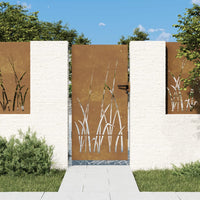 Cancello da Giardino 85x175 cm in Acciaio Corten Design Erba 153224