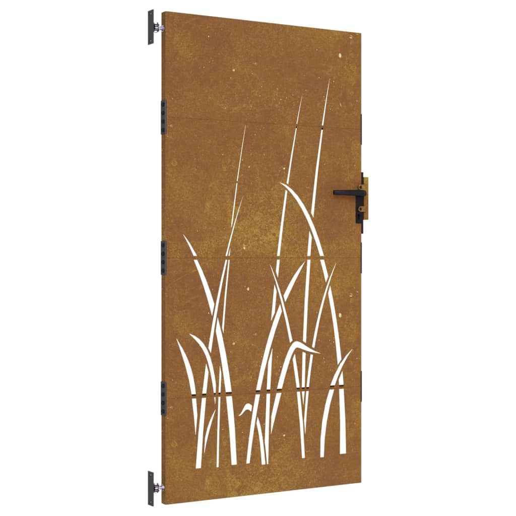 Cancello da Giardino 85x200 cm in Acciaio Corten Design Erba 153225