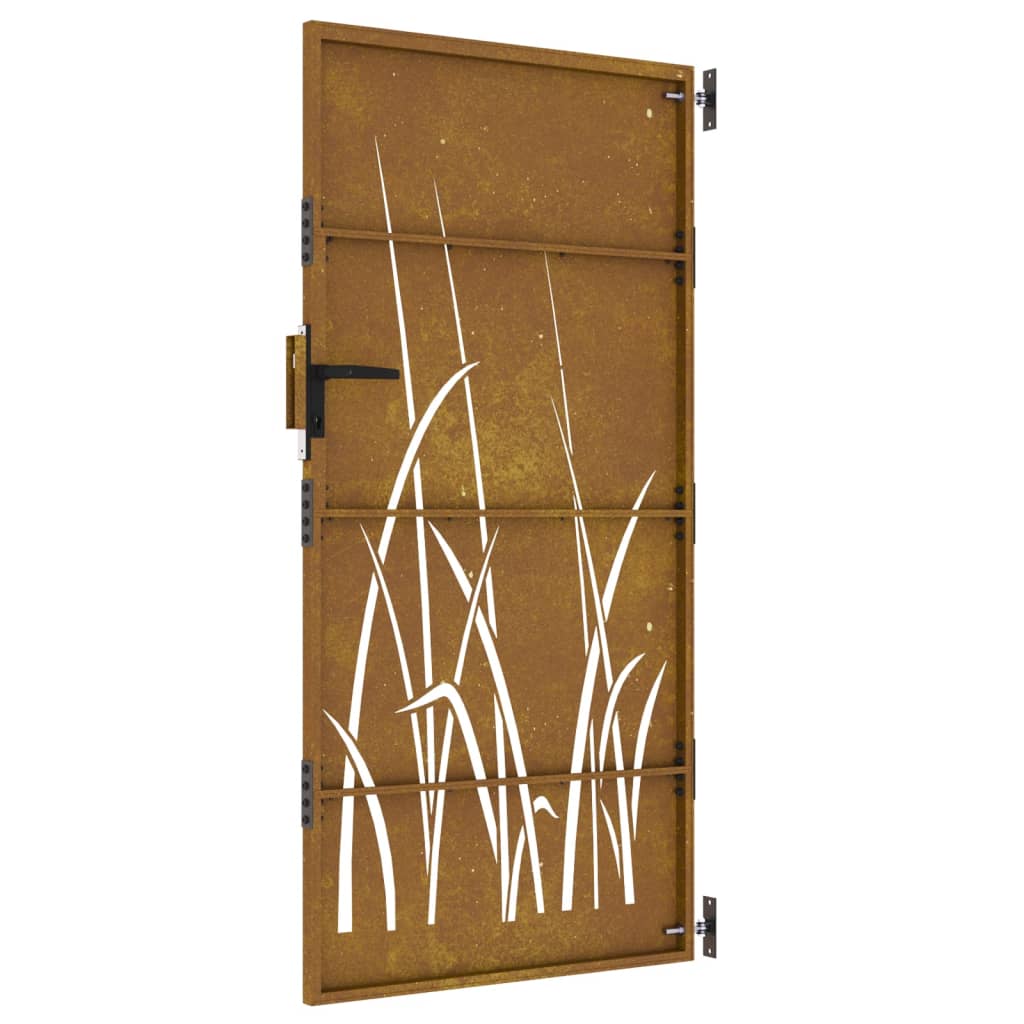 Cancello da Giardino 85x200 cm in Acciaio Corten Design Erba 153225