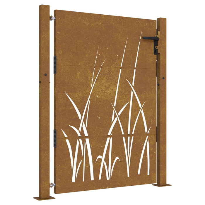 Cancello da Giardino 105x155 cm in Acciaio Corten Design Erba 153229