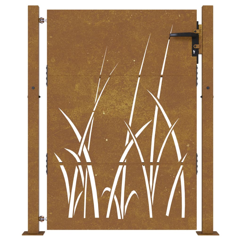 Cancello da Giardino 105x155 cm in Acciaio Corten Design Erba 153229