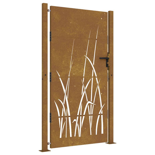 Cancello da Giardino 105x180 cm in Acciaio Corten Design Erba 153230