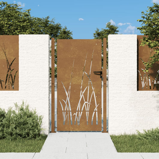 Cancello da Giardino 105x180 cm in Acciaio Corten Design Erba 153230