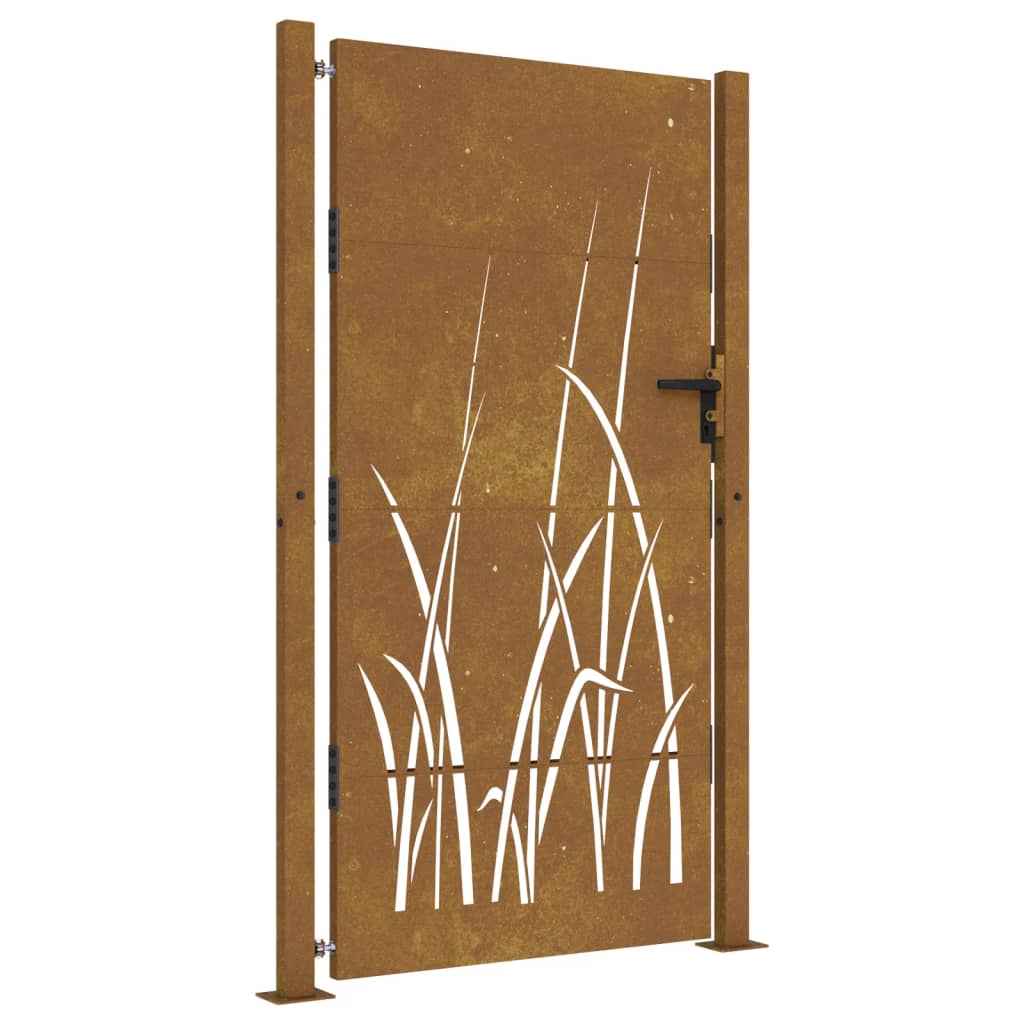 Cancello da Giardino 105x205 cm in Acciaio Corten Design Erba 153231