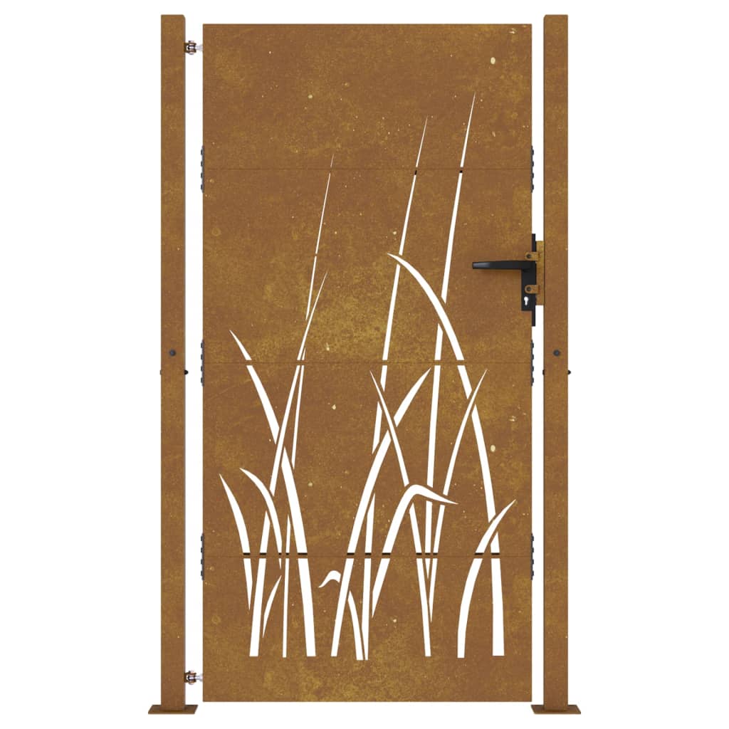 Cancello da Giardino 105x205 cm in Acciaio Corten Design Erba 153231