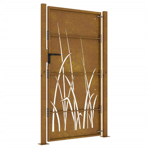 Cancello da Giardino 105x205 cm in Acciaio Corten Design Erba 153231