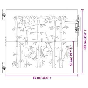 Cancello da Giardino 85x100 cm in Acciaio Corten Design Bambù 153233