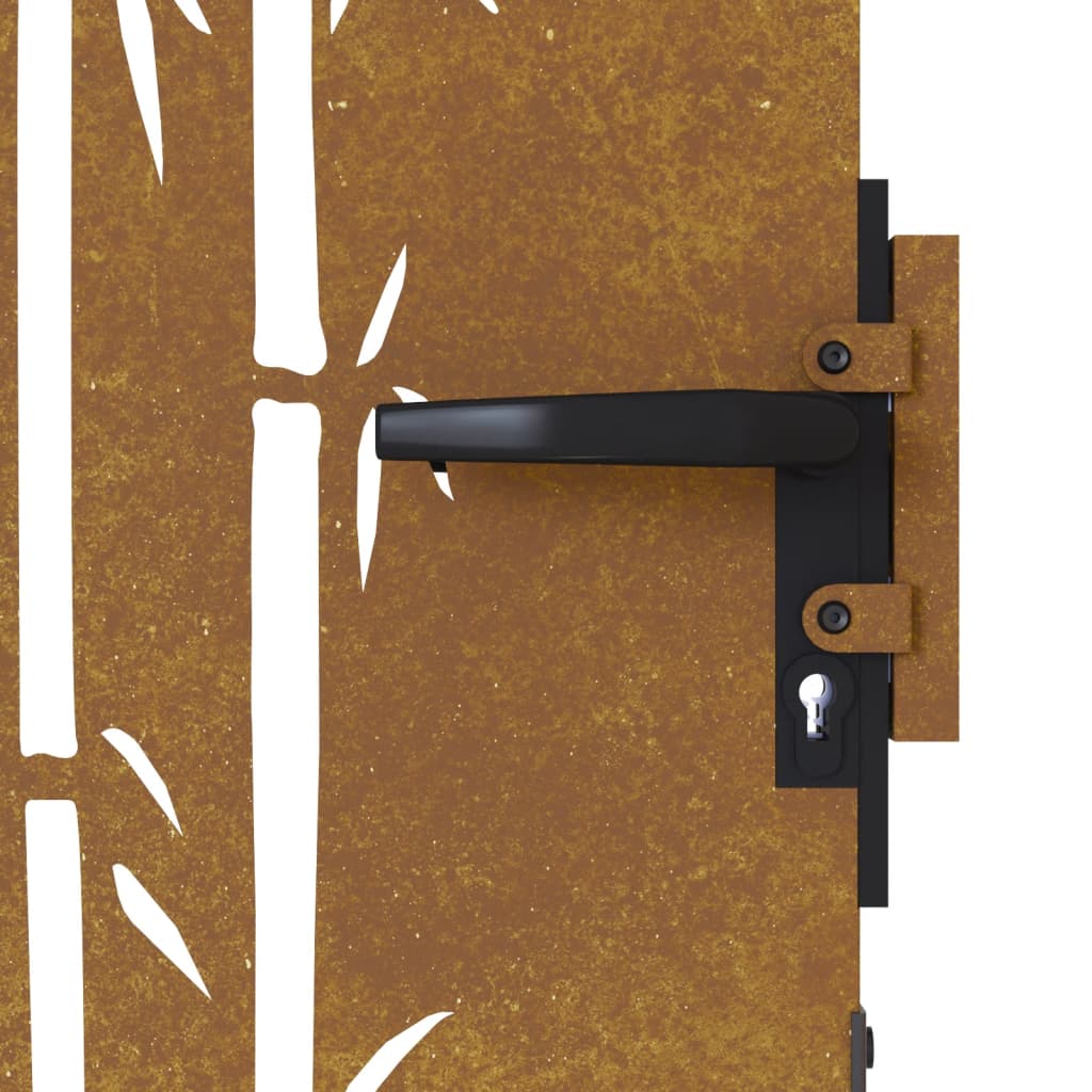 Cancello da Giardino 85x175 cm in Acciaio Corten Design Bambù 153236