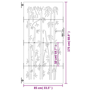 Cancello da Giardino 85x175 cm in Acciaio Corten Design Bambù 153236