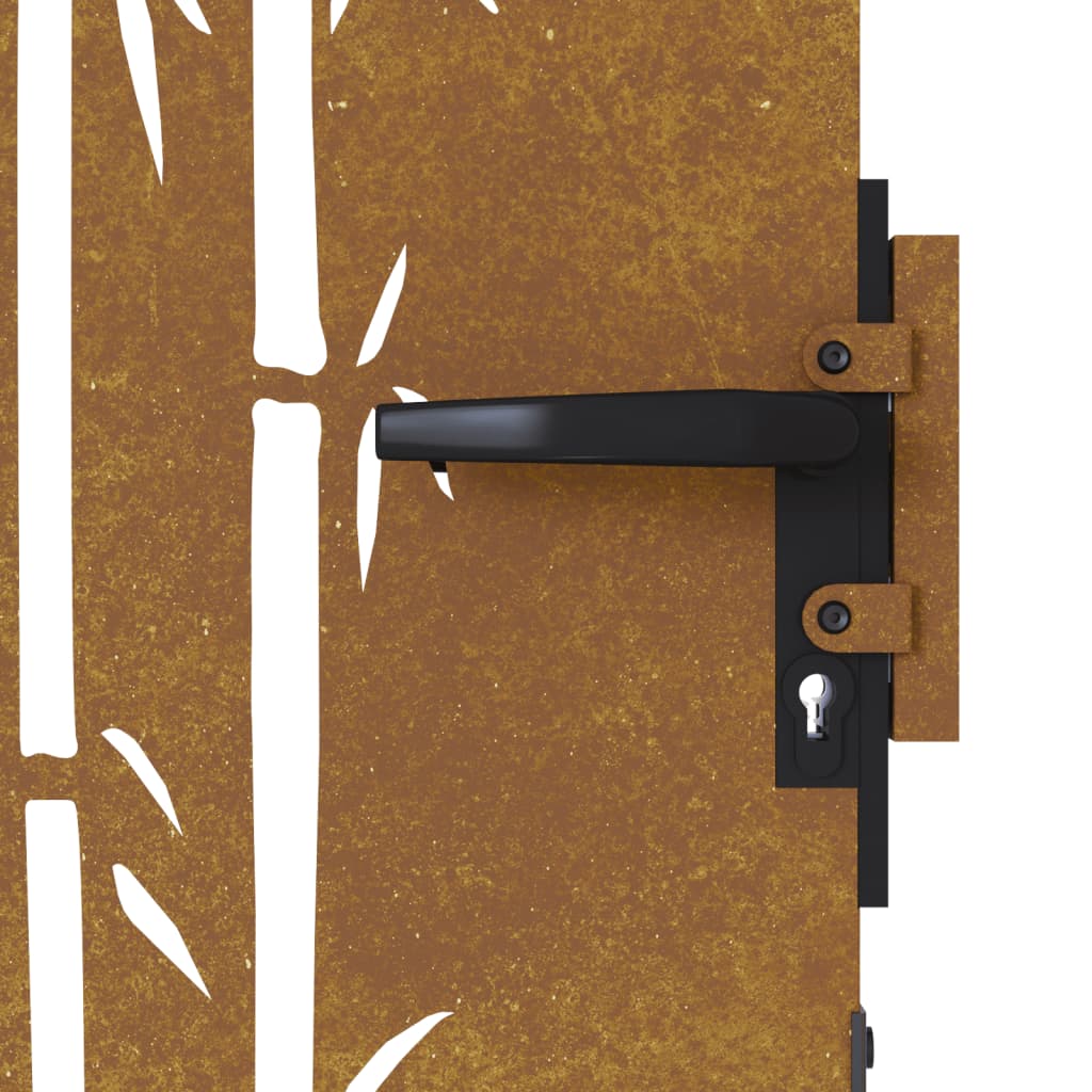 Cancello da Giardino 85x200 cm in Acciaio Corten Design Bambù 153237