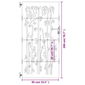 Cancello da Giardino 85x200 cm in Acciaio Corten Design Bambù 153237