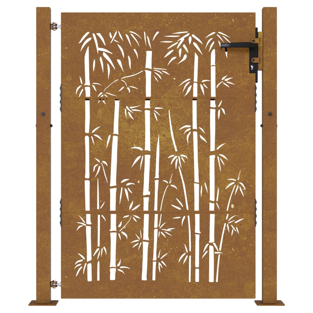 Cancello da Giardino 105x155 cm in Acciaio Corten Design Bambù 153241