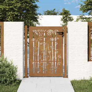 Cancello da Giardino 105x155 cm in Acciaio Corten Design Bambù 153241