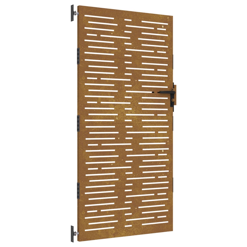 Cancello da Giardino 85x175 cm Acciaio Corten Design Quadrato 153248