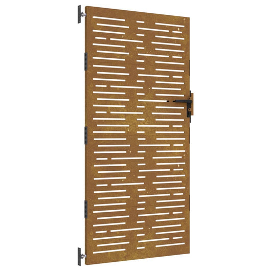 Cancello da Giardino 85x200 cm Acciaio Corten Design Quadrato 153249