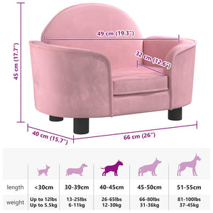 Lettino per Cani Rosa 66x40x45 cm in Velluto 171841