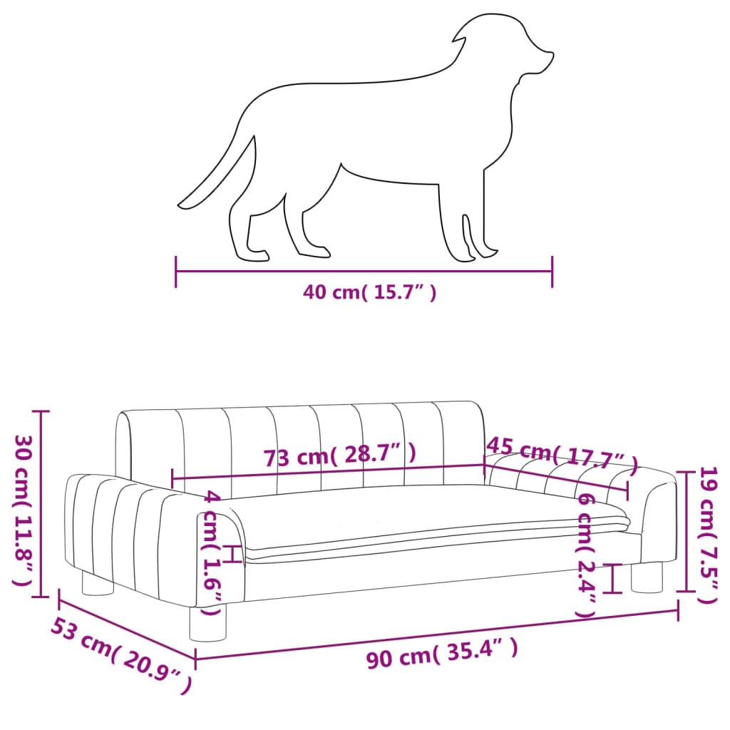 Lettino per Cani Grigio 90x53x30 cm in Similpelle 171855