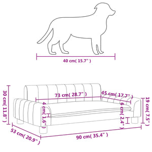 Lettino per Cani Grigio 90x53x30 cm in Similpelle 171855