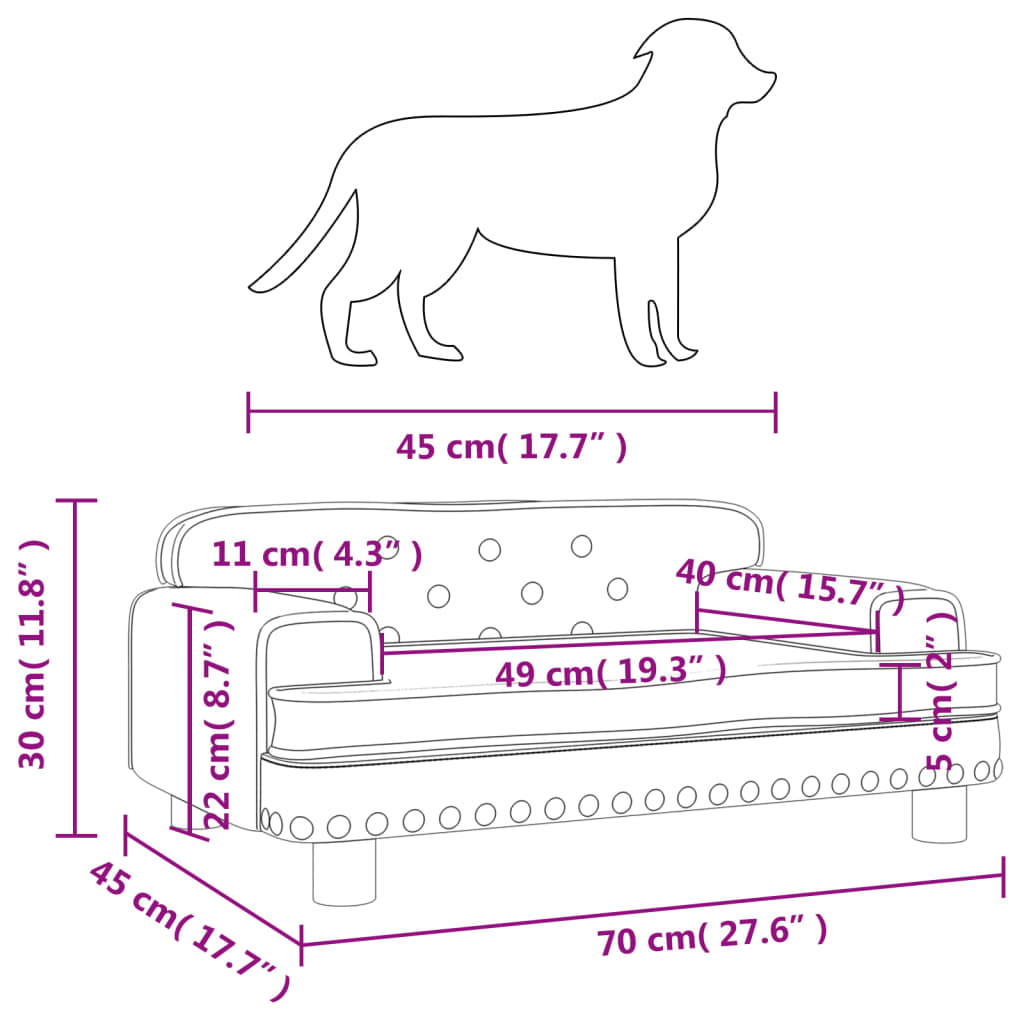 Lettino per Cani Cappuccino 70x45x30 cm in Similpelle 171893