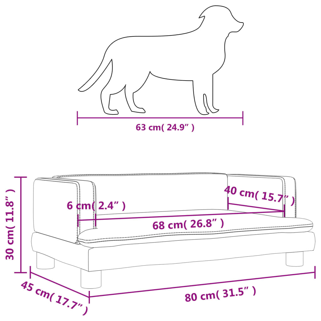 Lettino per Cani Blu 80x45x30 cm in Velluto 171894